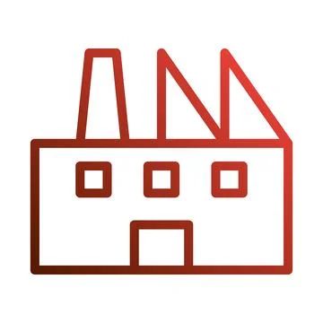 Factory Icon with Red Gradient Outline Design Illustrazione stock