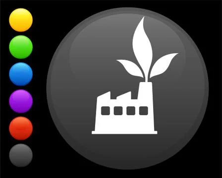 Factory icon on round internet button Stock Illustration