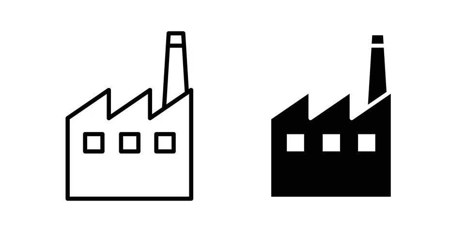 Factory icon set modern line and solid style collection. Stock Illustration