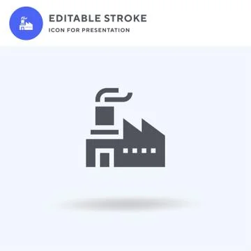 Factory icon vector, filled flat sign, solid pictogram isolated on white, log Stock Illustration