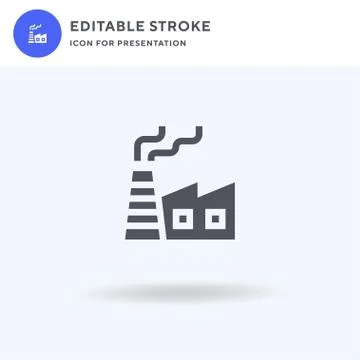 Factory icon vector, filled flat sign, solid pictogram isolated on white, log Stock Illustration