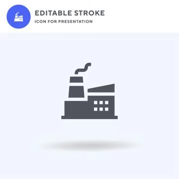 Factory icon vector, filled flat sign, solid pictogram isolated on white, log Stock Illustration