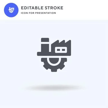 Factory icon vector, filled flat sign, solid pictogram isolated on white, log Stock Illustration