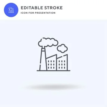 Factory icon vector, filled flat sign, solid pictogram isolated on white, log Stock Illustration