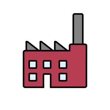 Factory icon on white. Illustrazione stock