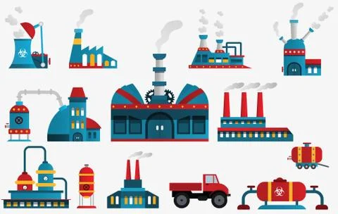 Factory icons Stock Illustration