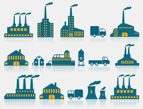 Factory icons Stock Illustration