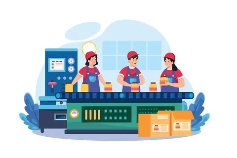 Factory Illustration concept. A flat illustration isolated on white backgroun Stock Illustration