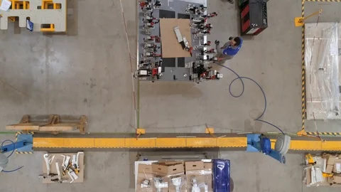Factory Indoor Aerial View Above Drone Industrial  Видео 128488355