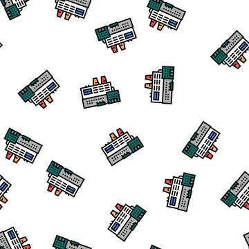 Factory industrial building vector seamless pattern Illustrazione stock