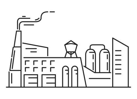 Factory industrial outline vector icon.Isolated on white background. Stock Illustration