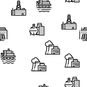 Factory Industrial Seamless Pattern Vector イラスト素材