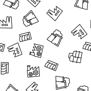 Factory Industrial Vector Seamless Pattern Stock Illustration
