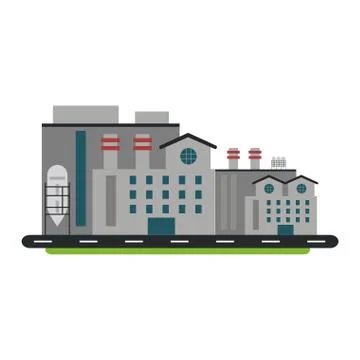 Factory industry building isolated Illustrazione stock