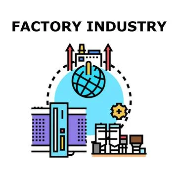 Factory industry production process global development 스톡 일러스트
