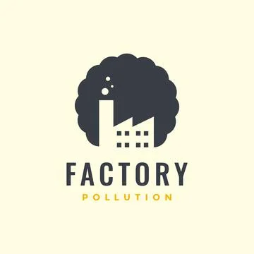 Factory industry smoke polution modern logo design design Illustrazione stock