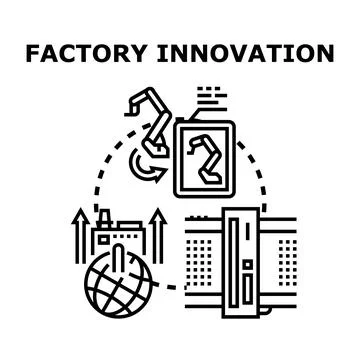 Factory innovation optimizing global industrial production with robotics Stock Illustration
