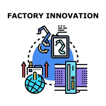 Factory innovation optimizing global industrial production with robotics 스톡 일러스트