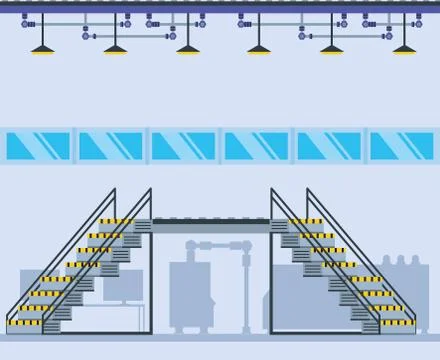 Factory inside place with stairs Stock Illustration