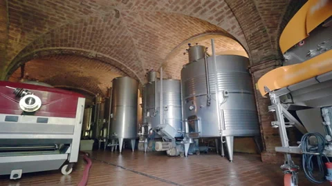 Factory interior with advanced technologies for high quality wine making Stock Footage 317404909