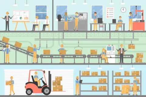 Factory interior set. Illustrazione stock