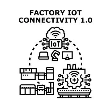 Factory iot connectivity process automating production management Stock Illustration