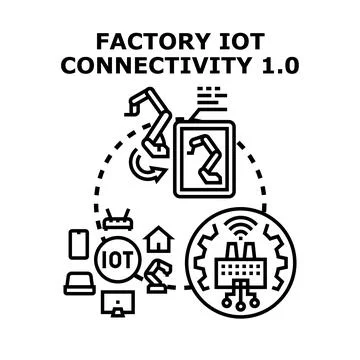 Factory iot connectivity streamlining industrial automation process Stock Illustration