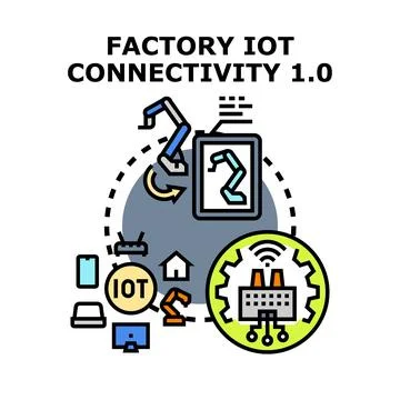 Factory iot connectivity streamlining industrial automation process Illustrazione stock