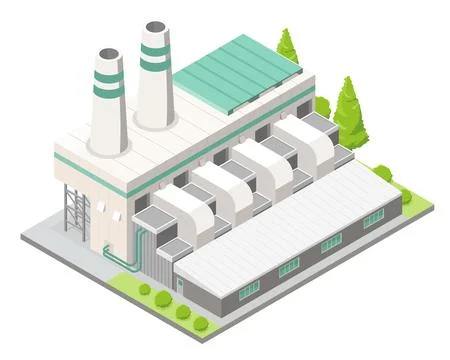 Factory isometric vector oil and gus smart eco industrial icon Stock Illustration