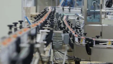Factory. Juice production. Conveyor Stock Footage