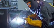Factory Laborer Welding With Torch Stock Footage