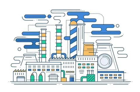 Factory - line design composition Stock Illustration