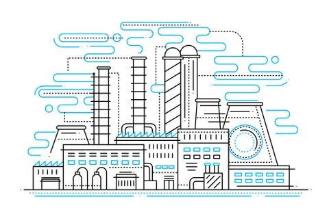 Factory - line design composition Stock Illustration