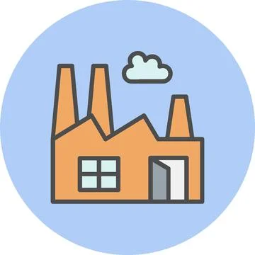 Factory Line Filled Circle Icon Stock Illustration