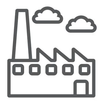 Factory line icon, environment and production, plant sign, vector graphics, a Stock Illustration