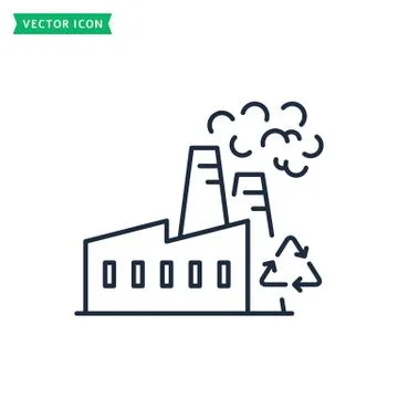 Factory line icon. Garbage processing plant. Vector. Illustrazione stock