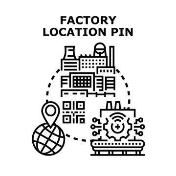 Factory location pin showing global smart industry network 스톡 일러스트