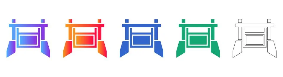 Factory Machine Component Icons Set 库存插图