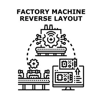 Factory machine reverse engineering data layout イラスト素材