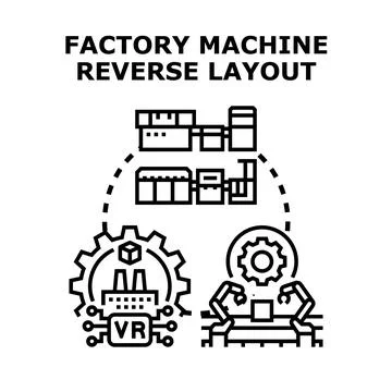 Factory machine reverse layout planning production process Stock Illustration
