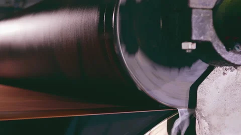 Factory machine is set in motion producing cardboard paper Stock Footage 171869173