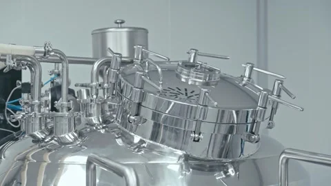 Factory machine at work. Production equipment at medical industry. Stock Footage 341387576