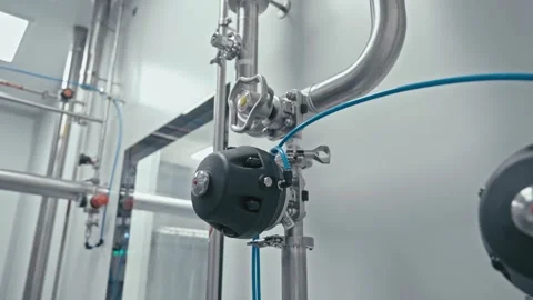 Factory machine at work. Production equipment at medical industry. Stock Footage 341969690