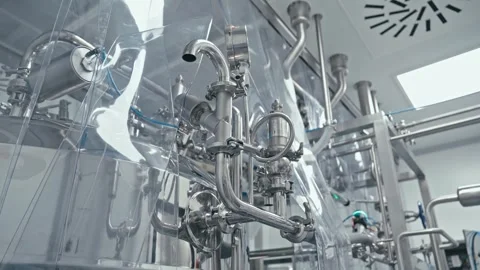 Factory machine at work. Production equipment at medical industry. Stock Footage 341970224