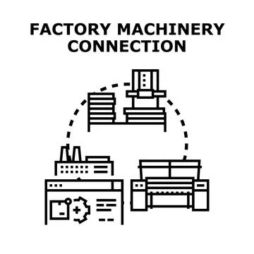 Factory machinery connection vector concept illustration Stock Illustration