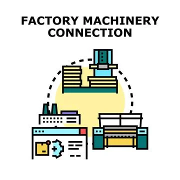 Factory machinery connection vector concept illustration Stock Illustration