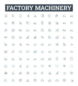 Factory machinery vector line icons set. Machinery, Factory, Equipment Stock Illustration