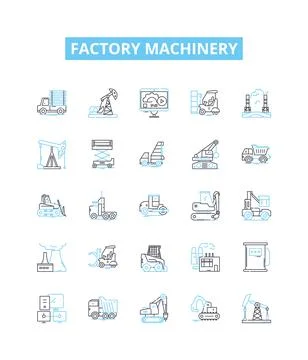 Factory machinery vector line icons set. Machinery, Factory, Equipment イラスト素材