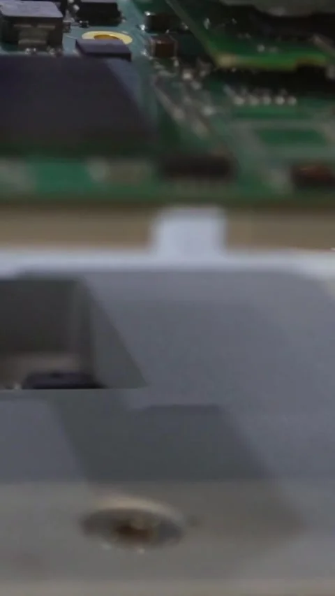 Factory machinery at work. PCB Processing on CNC machine. Robotic arm Stock Footage 320413591