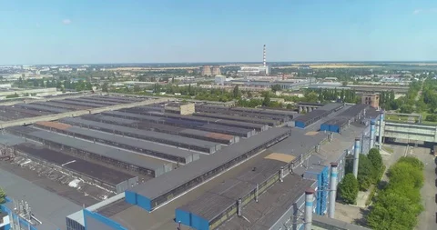 Factory that makes rubber products and rubber for auto Drone 4K 스톡 동영상 96574076